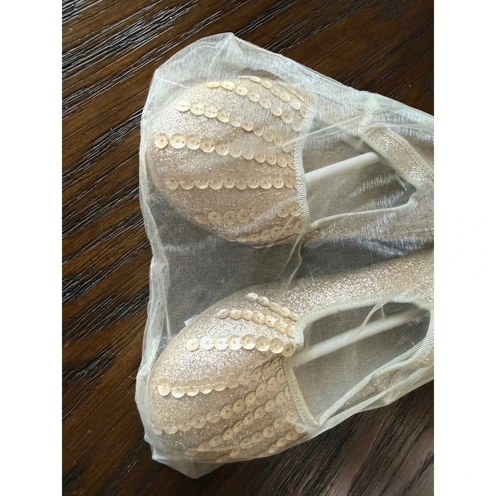 Joyfolie Ballet Flats Kids Size 4 Champagne Gold New Sequin Mary Jane Shoes